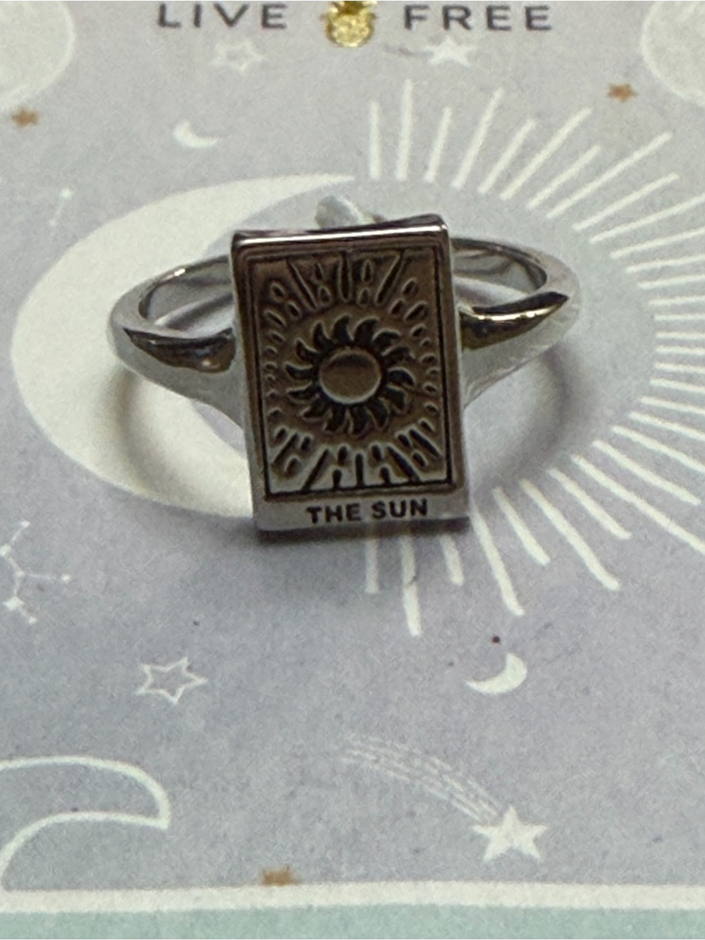 🆕 Pura Vida Silver 'The Sun' Rectangular Tarot Ring